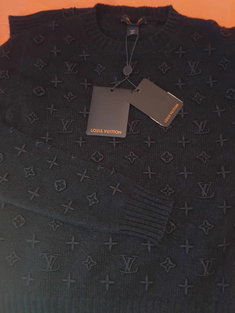 Louis Vuitton Black Embossed Monogram Crewneck Sweater